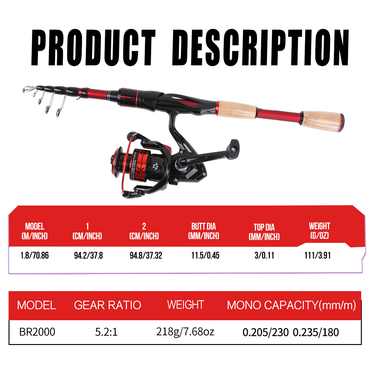 1.8m Carbon Fiber Telescopic L - Fishing Rod Carbon Fiber review and price